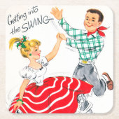 Feestive kerstdance-partijfeest onderzetter (Voorkant)