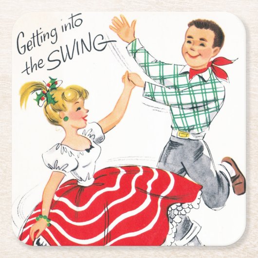 Feestive kerstdance-partijfeest onderzetter (Voorkant)