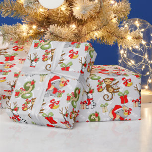 Feestive kerstfeest met Oerwoud Dieren Cadeaupapier