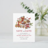 Feestive kerstfeestdag Tea Party Save the Date Feestdagenkaart (Staand voorkant)