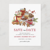 Feestive kerstfeestdag Tea Party Save the Date Feestdagenkaart (Voorkant)