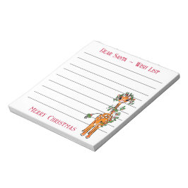 Feestive-kerstgiraf, wenslijstnotitie voor de kers notitieblok