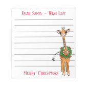Feestive-kerstgiraf, wenslijstnotitie voor de kers notitieblok (Voorkant)