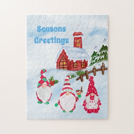 Feestive kerstgnomen Holiday Legpuzzel (Verticaal)