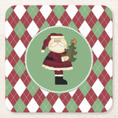 Feestive kerstkerstkerstcadeaupapier Onderzetters (Voorkant)