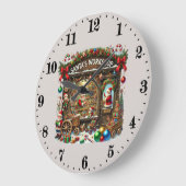 Feestive kerstkerstkerstkerstfeestwerker grote klok (Hoek)