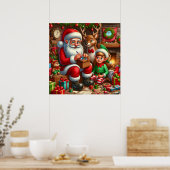 Feestive kerstkerstkerstkerstfeestwerker poster (Keuken)