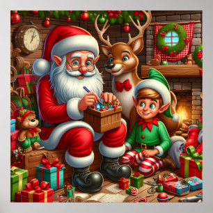 Feestive kerstkerstkerstkerstfeestwerker poster