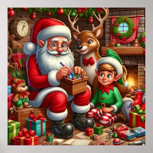 Feestive kerstkerstkerstkerstfeestwerker poster (Voorkant)