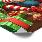 Feestive kerstkerstkerstkerstfeestwerker poster (Hoek)
