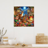 Feestive kerstkerstkerstkerstfeestwerker poster (Keuken)