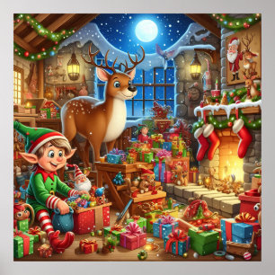 Feestive kerstkerstkerstkerstfeestwerker poster