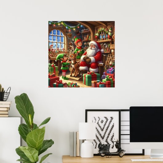 Feestive kerstkerstkerstkerstfeestwerker poster (Thuiskantoor)