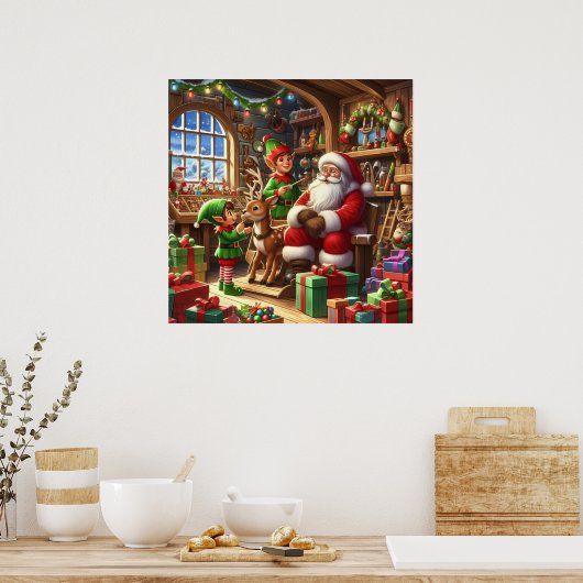 Feestive kerstkerstkerstkerstfeestwerker poster (Keuken)
