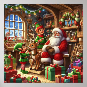 Feestive kerstkerstkerstkerstfeestwerker poster