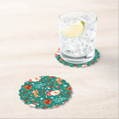 Feestive kerstkerstkerstman en rendier kartonnen onderzetters (Insitu)