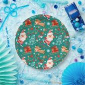 Feestive kerstkerstkerstman en rendier papieren bordje (Feest)