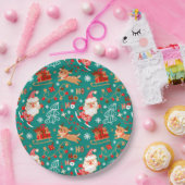 Feestive kerstkerstkerstman en rendier papieren bordje (Feest)