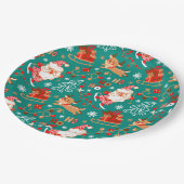 Feestive kerstkerstkerstman en rendier papieren bordje (Gekanteld)