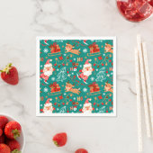 Feestive kerstkerstkerstman en rendier servet (Insitu)