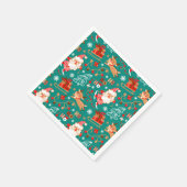 Feestive kerstkerstkerstman en rendier servet (Hoek)