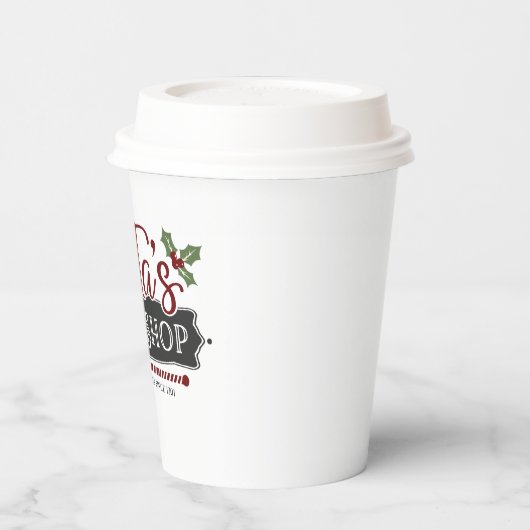 Feestive kerstman workshop party papieren bekers (Links)