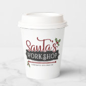 Feestive kerstman workshop party papieren bekers (Voorkant)