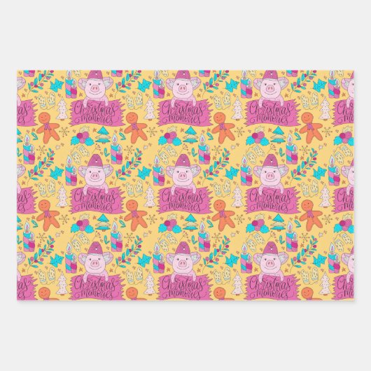 Feestive kerstmis inpakpapier vel (Voorkant 2)