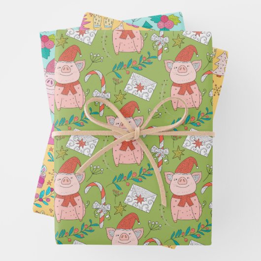 Feestive kerstmis inpakpapier vel (In situ)