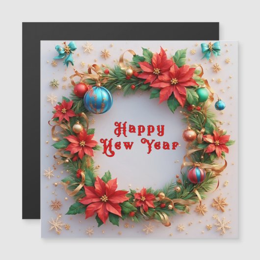 Feestive kerstmis magnetische uitnodiging (Voorkant / Achterkant)