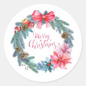 Feestive kerstmis ronde sticker (Voorkant)
