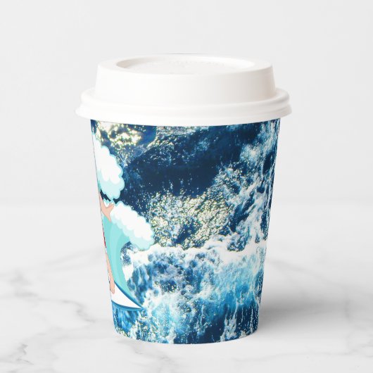 Feestive Kerstmis Surfing Santa Beach Papieren Bekers (Links)