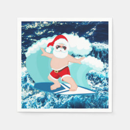 Feestive Kerstmis Surfing Santa Beach Servet