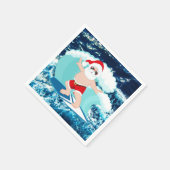 Feestive Kerstmis Surfing Santa Beach Servet (Hoek)