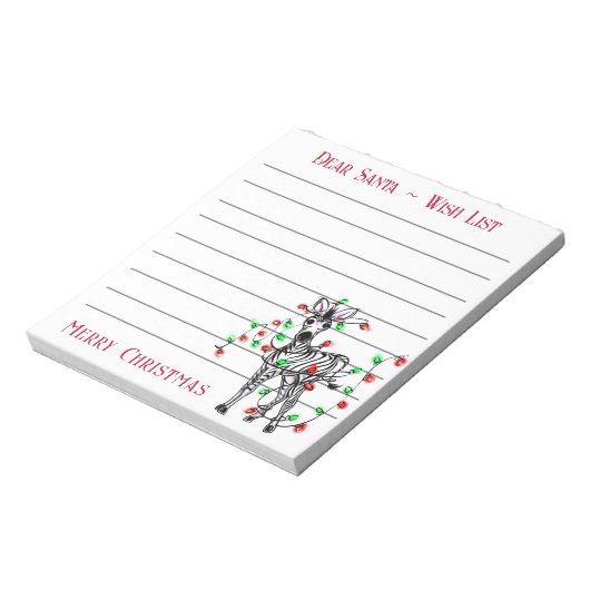 Feestive Kerstmis-zebra, wensenlijstnotitie voor d Notitieblok (Linkerzijde)