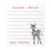 Feestive Kerstmis-zebra, wensenlijstnotitie voor d Notitieblok (Voorkant)