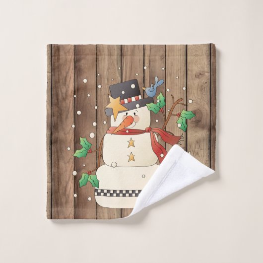 Feestive kerstsneeuwman-feestdag bad handdoek (Wasdoekje)
