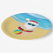 Feestive kerststrand Santa Holiday Papieren Bordje (Gekanteld)