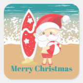 Feestive kerststrand Santa Holiday Vierkante Sticker (Voorkant)