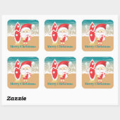 Feestive kerststrand Santa Holiday Vierkante Sticker (Vel)