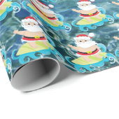 Feestive kerstsurfactie Santa Holiday Cadeaupapier (Rol Hoek)