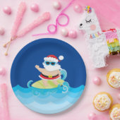 Feestive kerstsurfen Santa Holiday Papieren Bordje (Feest)