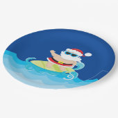 Feestive kerstsurfen Santa Holiday Papieren Bordje (Gekanteld)
