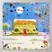 Feestive Kerstwinter Home Waterverf Poster (Voorkant)