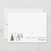 Feestive Moderne Waterverf kerstbomen Holiday Notitiekaartje (Voorkant)