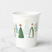 Feestive Moderne Waterverf kerstbomen Holiday Papieren Bekers (Achterkant)
