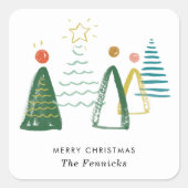 Feestive Moderne Waterverf kerstbomen Holiday Vierkante Sticker (Voorkant)