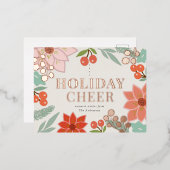 Feestive Poinsettia Berry Cream Folie Holiday Folie Feestdagen Briefkaart (Voorkant / Achterkant)