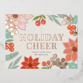 Feestive Poinsettia Berry Cream Folie Holiday Folie Feestdagen Briefkaart (Voorkant)
