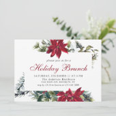 Feestive Poinsettia Holiday Brunch Kerstfeest Kaart (Staand voorkant)